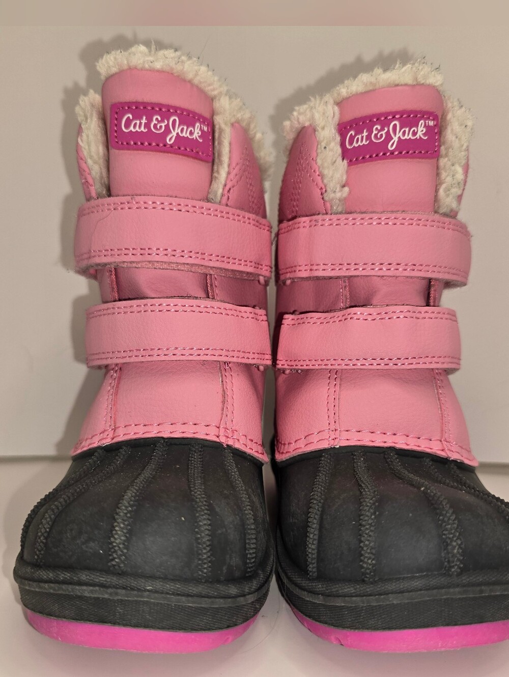 Pink Winter Boots Waterproof Toddler Size 11 Cat & Jack Faux Fur Hook-And-Loop
